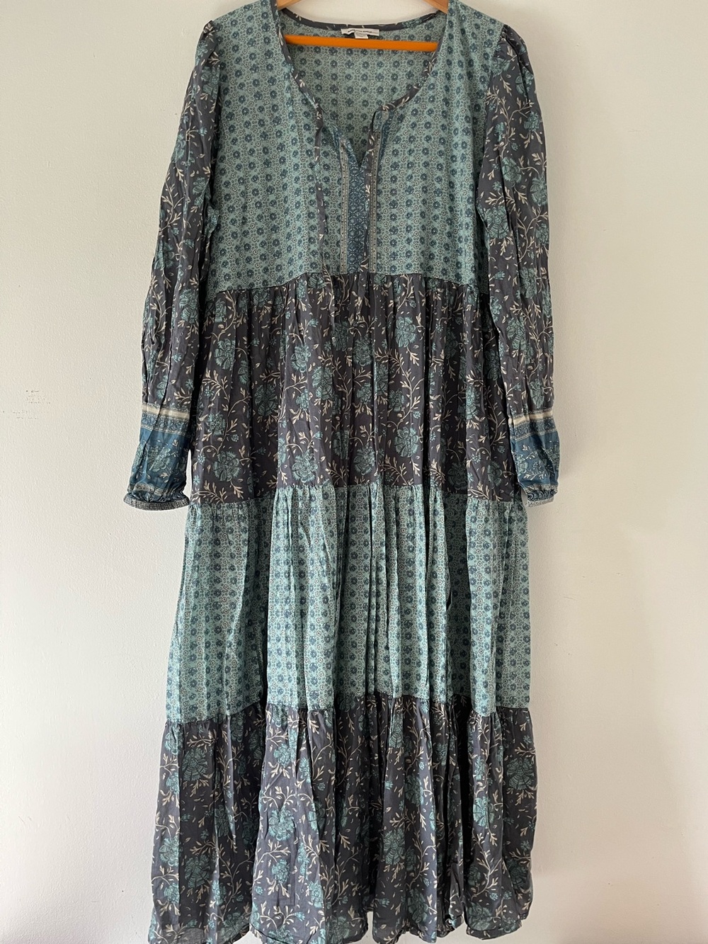 American Eagle Boho Floral Patchwork Tiered Midi Dress XXL Boho